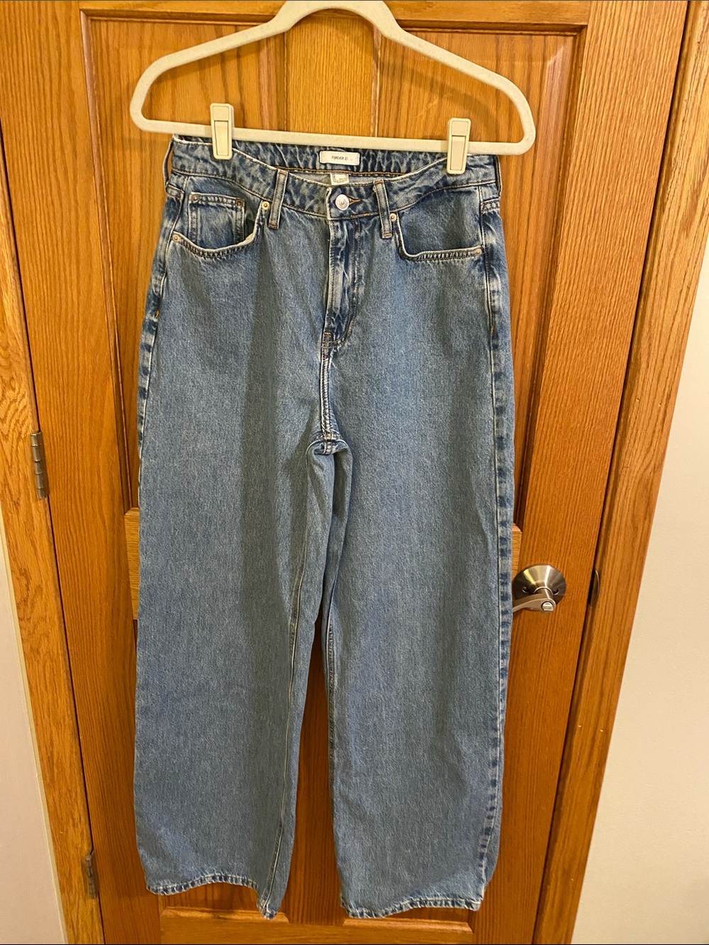 Forever 21 Light Blue High Rise Wide Leg Jeans Size 28